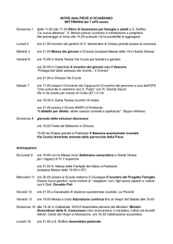 AVVISI della PIEVE di SCANDIANO SETTIMANA dal 1 all`8 marzo