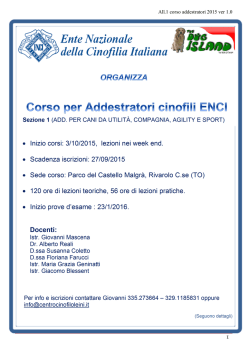 scarica la locandina - Addestramento cani Torino, Canavese, Lein&igrave;