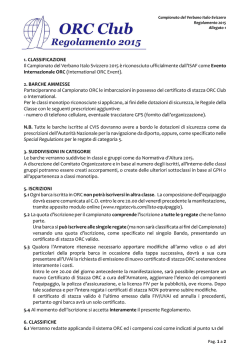 1. CLASSIFICAZIONE Il Campionato del Verbano Italo Svizzero