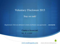 Gaeta e Associati tax & estate Voluntary Disclosure
