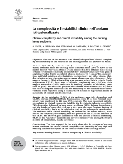 La complessit&agrave; e l`instabilit&agrave; clinica nell`anziano