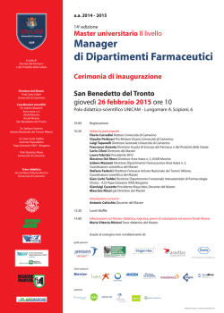 Master universitario II livello Manager di Dipartimenti Farmaceutici
