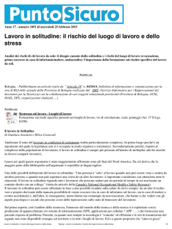 Stampa - Lavoro in solitudine: il rischio del luogo di