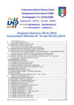 Comunicato ufficiale N.33