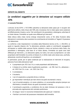 Le condizioni soggettive per la detrazione sul recupero