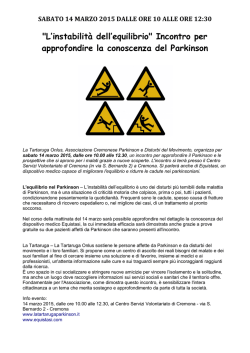 "L`instabilit&agrave; dell`equilibrio" Incontro per approfondire la conoscenza
