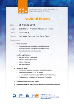 Analisi di Bilancio - Ordine dei Dottori Commercialisti e degli Esperti