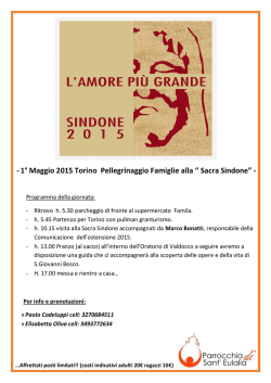 pellegrinaggio alla sacra sindone 1 maggio 2015