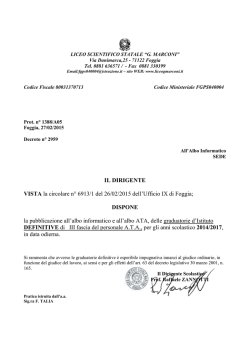 IL DIRIGENTE VISTA la circolare n&deg; 6913/1 del 26