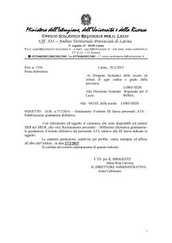Graduatorie istituto III fascia personale ATA. Pubblicazione