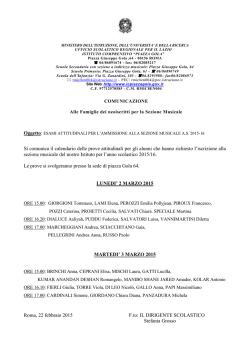 calendario prove attitudinali - Istituto Comprensivo Piazza Gola