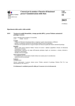 Tecnico/a in analisi biomediche, a tempo parziale (80%), presso l