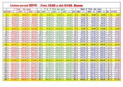 Listino prezzi 2015 Fino 15/06 e dal 01/09 Bassa