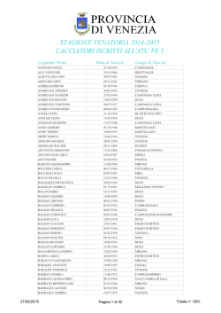 stagione venatoria 2014-2015 cacciatori iscritti all`atc ve 3
