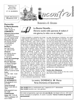INFORMATORE SETTIMANALE Avvisi per la comunit&agrave;