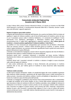 Comunicato sindacale Engineering Incontro del 3 Marzo 2015