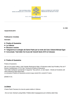 Predica di Quaresima Le Udienze Rinunce e nomine Telegramma