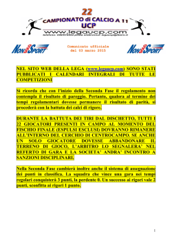 Comunicato ufficiale 22 - 03 marzo 2015_SACCA