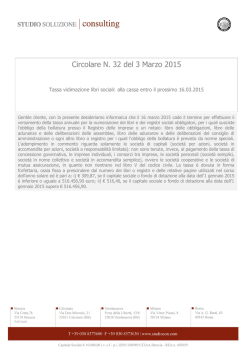 Tassa vidimazione libri sociali alla cassa entro il prossimo