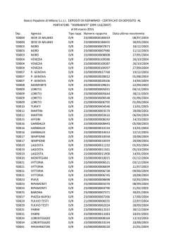 Dip. Agenzia Tipo rapp. Numero rapporto Data ultimo movimento