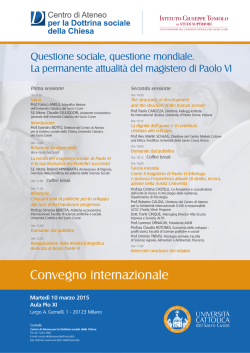 Programma - Universit&agrave; Cattolica del Sacro Cuore