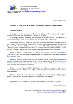 2014-15 LETTERA catechisti per incontro cresimandi
