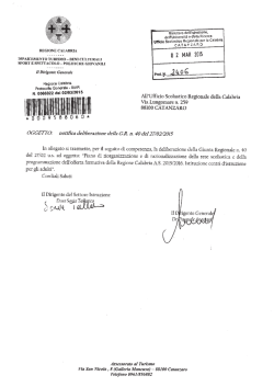 Lettera trasmissione Delibera Regione Calabria