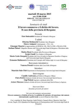 10 marzo Il lavoro sommerso e il diritto del lavoro. Il caso della