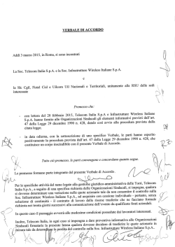 TELECOM-INWIT Accordo trasferimento ramo d`azienda