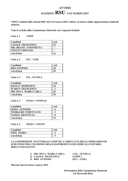 COMUNICAZIONE ELETTI RSU 2015