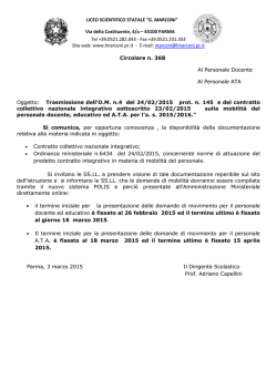 Mobilit&agrave; del personale docente, educativo ed A.T.A. per l`a.s. 2015