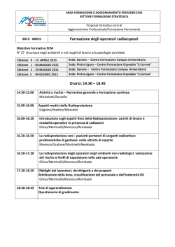 Formazione degli operatori radioesposti Orario