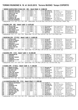 TORINO RIUNIONE N. 16 di 04.03.2015 Terreno BUONO Tempo