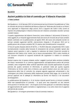 Assirevi pubblica la lista di controllo per il bilancio d
