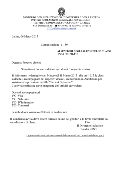 Comunicazione n. 139 PROGETTO CINEMA
