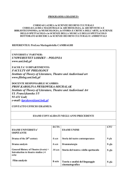 Lodz - Dipartimento di Beni culturali e ambientali