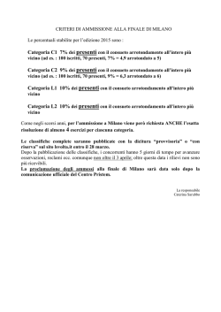 Le regole per l`ammissione alla finale di Milano