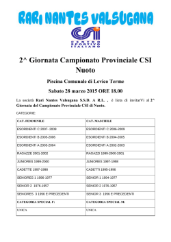 2^ Giornata Campionato Provinciale CSI Nuoto
