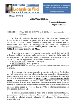 CIRCOLARE N.99 - Benvenuti nel sito della nostra Scuola