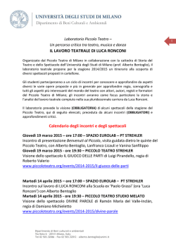 laboratorio piccolo teatro 2015 - Dipartimento di Beni culturali e