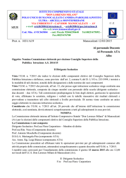 Prot. n. 1031/A19 Manocalzati 12/03/2015 Al personale Docente Al