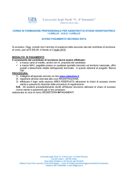 Avviso pagamento II&deg; rata contributo di iscrizione corso di