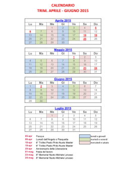 CALENDARIO TRIM. APRILE - GIUGNO 2015