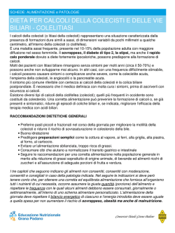 dieta per calcoli della colecisti e delle vie biliari