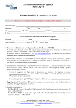 Iscrizione Summercamp 2015
