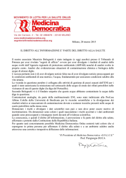 Milano, 20 marzo 2015 IL DIRITTO ALL`INFORMAZIONE E` PARTE