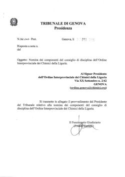 Delibera Consiglio di Disciplina - Ordine dei Chimici della Liguria