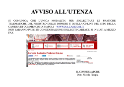AVVISO UTENZA SOLLECITI - Camera di Commercio di Napoli