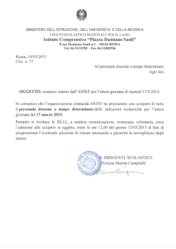 Circolare n. 77 del 10/03/2015 - Istituto Comprensivo Piazza Sauli