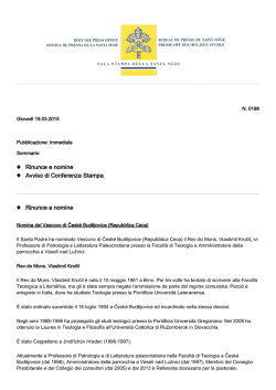 Rinunce e nomine Avviso di Conferenza Stampa Rinunce e nomine